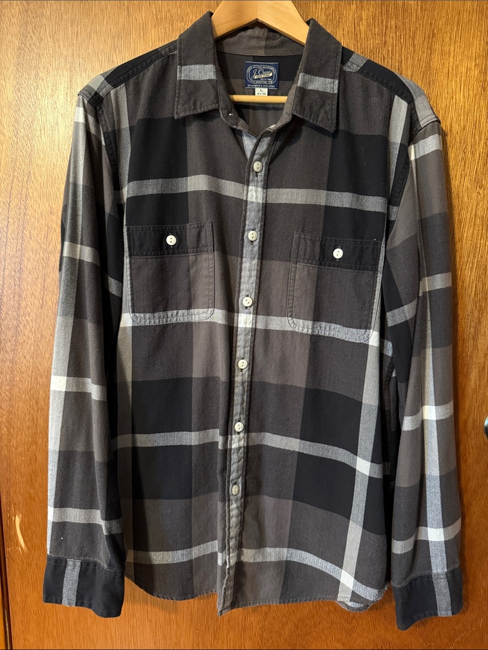 J. Crew Black & Gray Flannel - Slim - L
